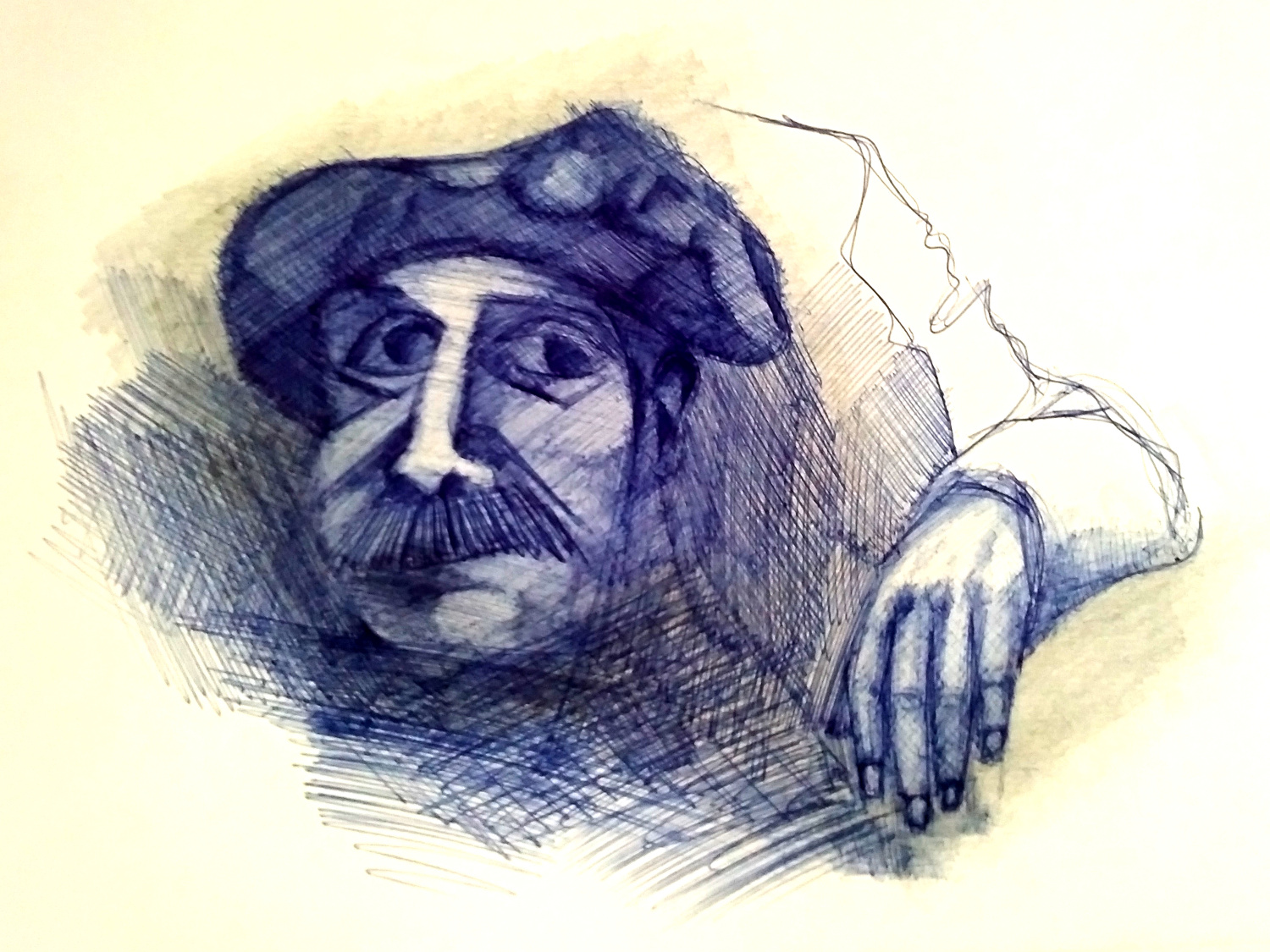 Man with Moustache and A Hand